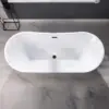 71 inch Acrylic Freestanding Bathtub Contemporary Soaking White Tub with Oil Rubbed Bronze Overflow and Drain Easy clean 5