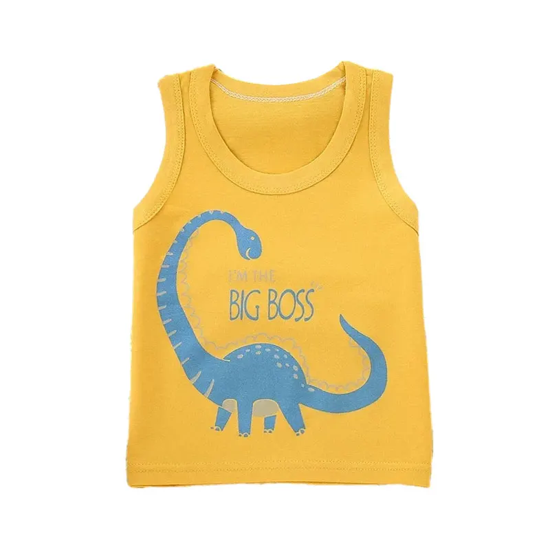 Kids Tops Summer Kids Tops Clothes Tank Sleeveless Breathable Cotton Children T-shirt Vest Top Clothing Outfit Cartoon Boys Girls 0-7Years