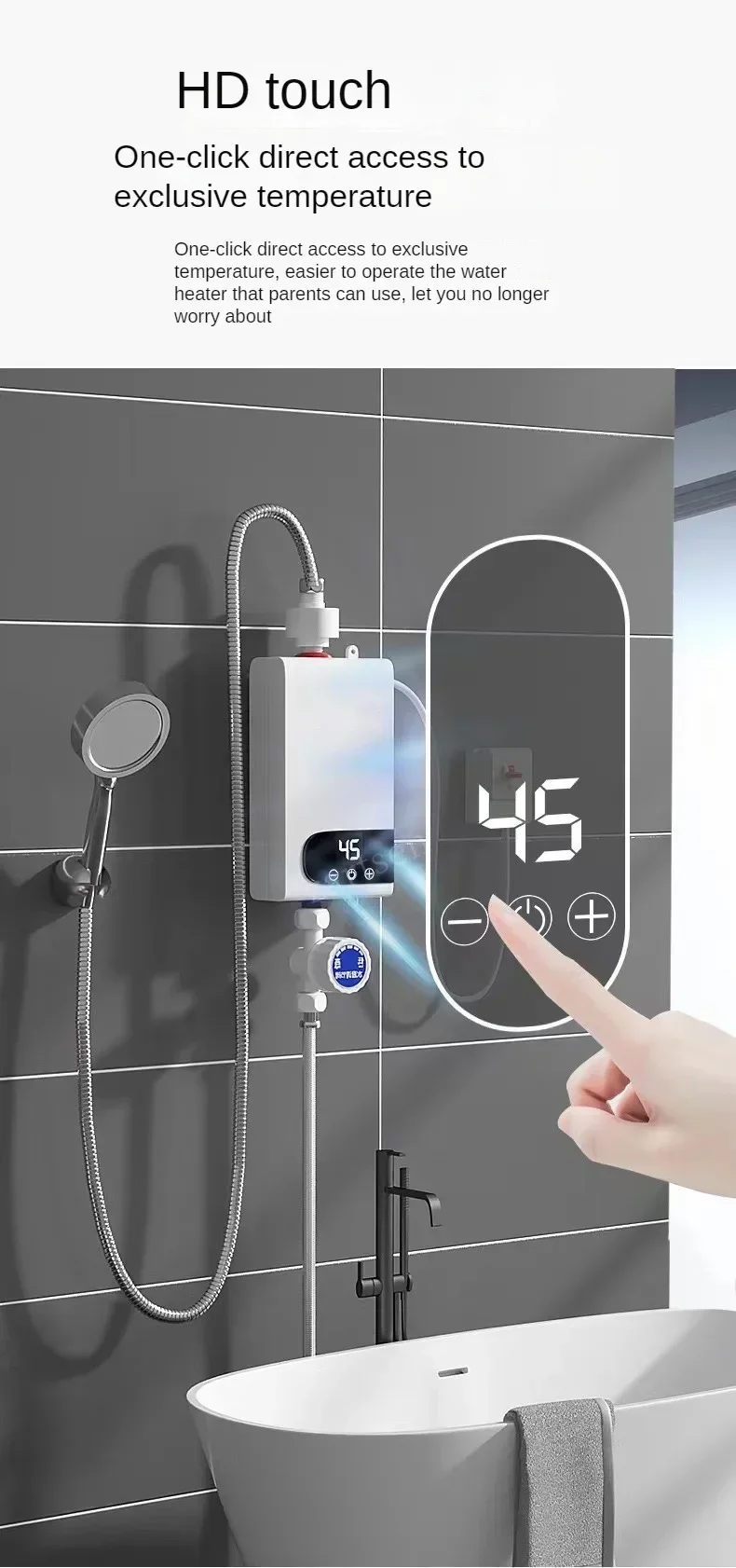 Description Picture 3 of itemInstant Water Heater 220V5500W Portable Electric Heaters for Bathroom Hot Water Shower and Home Kitchen Heating