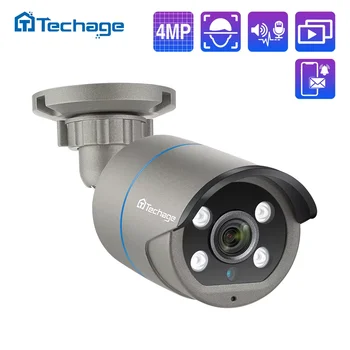Techage Telecamera IP POE da 4 MP H.265 Telecamera IP di sorveglianza di sicurezza impermeabile audio video bidirezionale in metallo per sistema CCTV NVR esterno