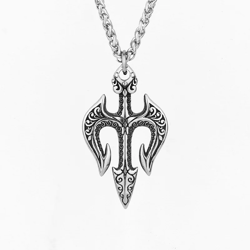 

Retro Personality Poseidon Trident Stainless Steel Pendant Unisex Creative Temperament Pendant Necklace Accessories Wholesale