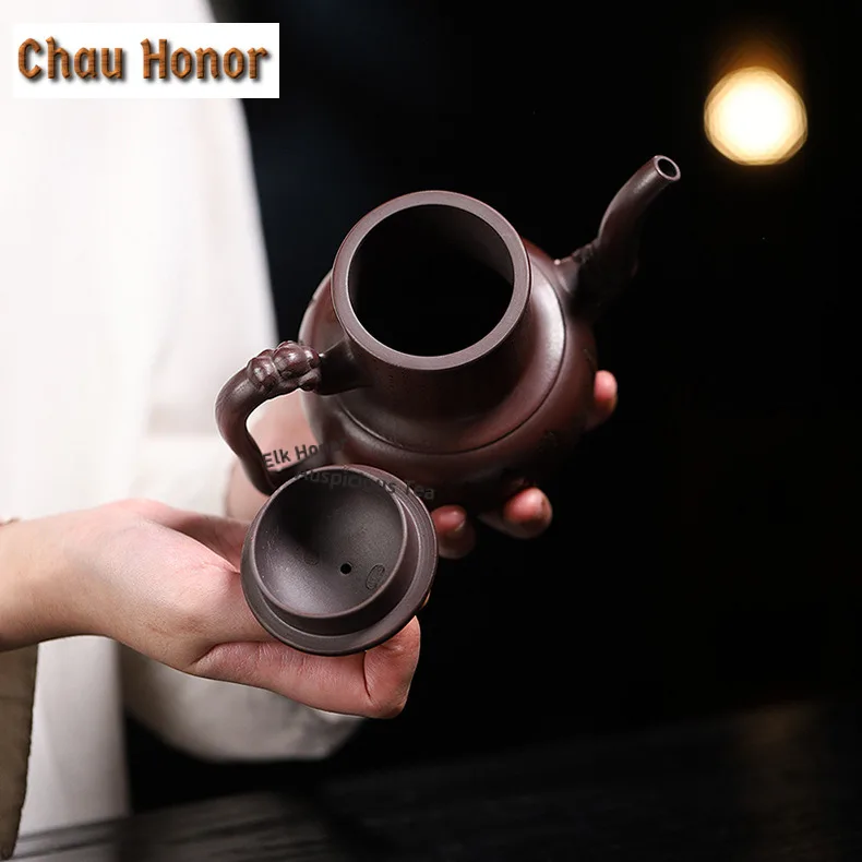 470ml Authentic Yixing Purple Clay Teapots Handmade Large Capacity Engraved Pot Raw Ore Mud Kettle Zisha Tea Set Collection