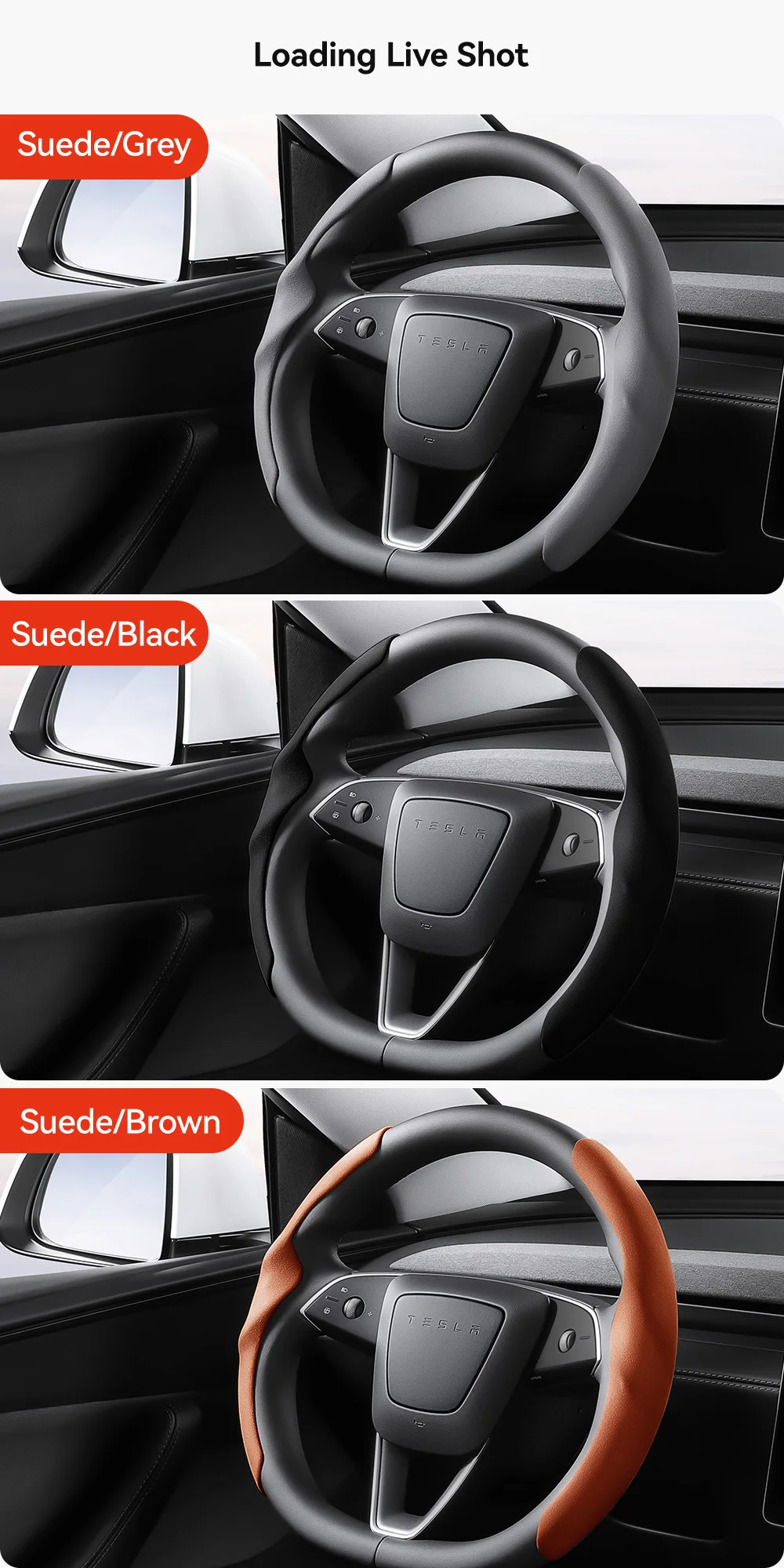 YZ Für Tesla Model 3 Y Highland Juniper 2026 Wildleder-Samt Lenkradbezug DIY Carbonfaser-Textur Sport-Lenkrad – Detail 17