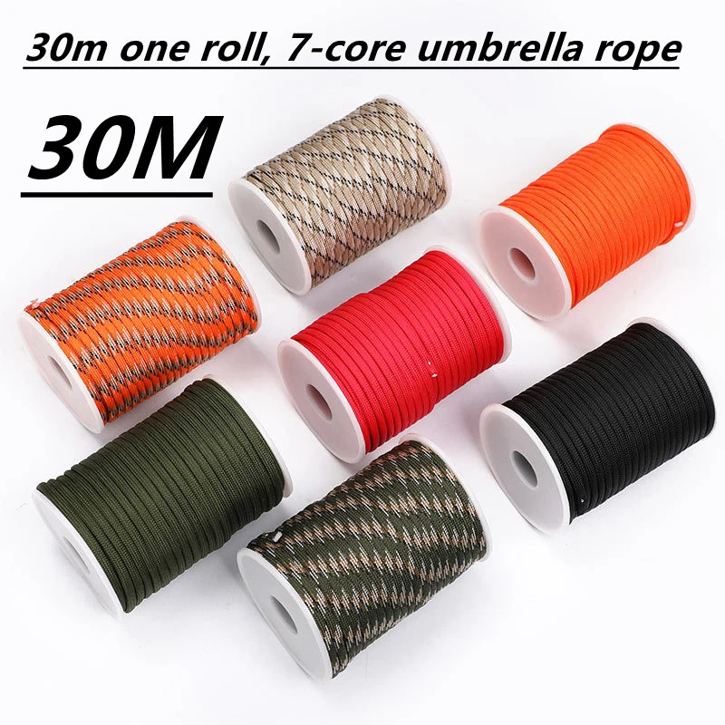 5m/15m/30m 7core 550 Paracord 4mm Parachute Cord Outdoor Camping