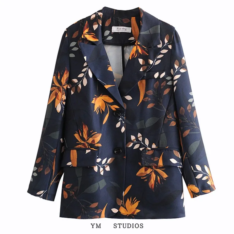 

and the United States women's street snap fashion wind leaf print lady suit chun xia, thin super handsome suit jacket