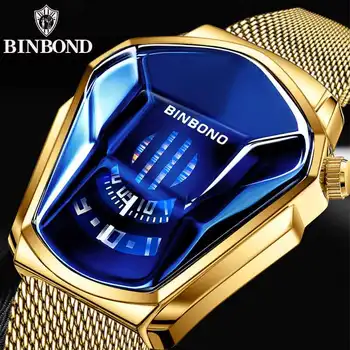 BINBOND Top Luxury Brand Trend Cool Men's Wrist Watch Mesh Technology Fashion Quartz Watch For Men JiChe01 Hot Top-grade Watch