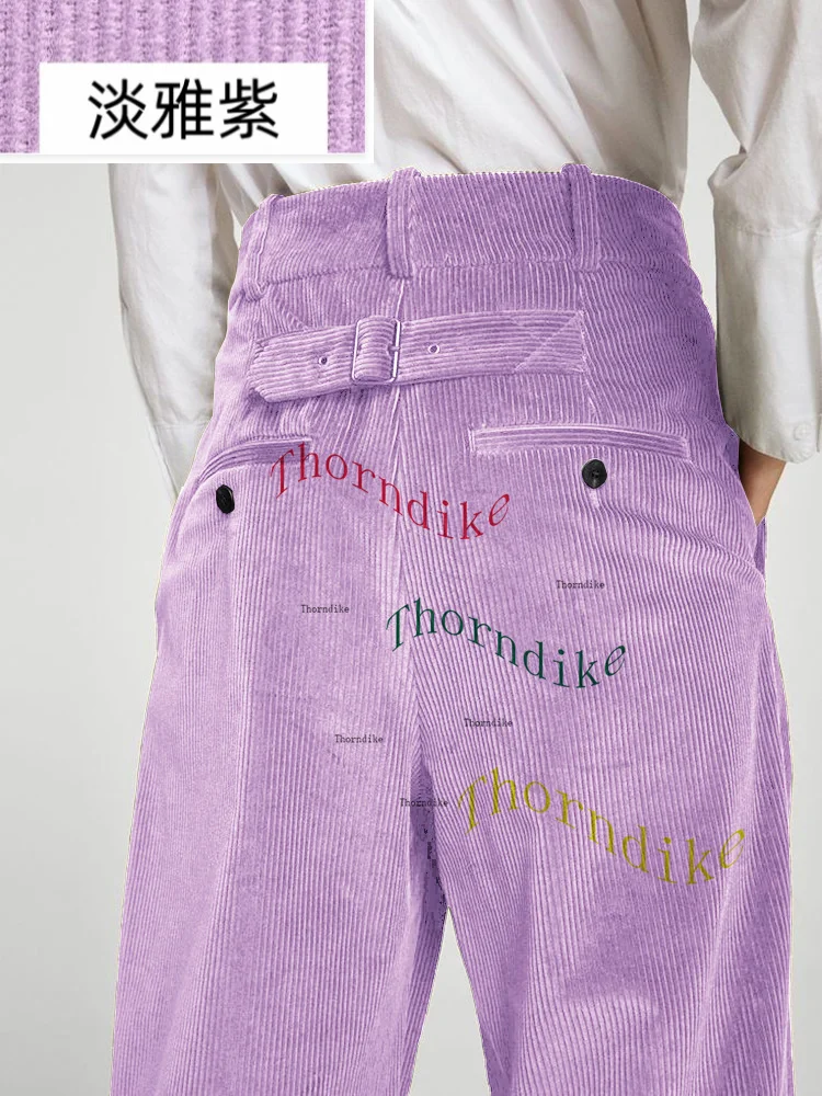 Thorndike Winter Autumn Corduroy Suit Pants Men straight Pants thick Pants Purple Formal Business Male Wedding Casual Trousers 4