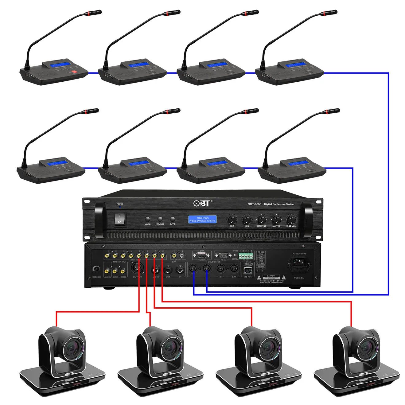 

OBT-6000ASD Mic Speaker Video Conference System Meeting Master (Discussion+Vote+Video) Conference Microphone