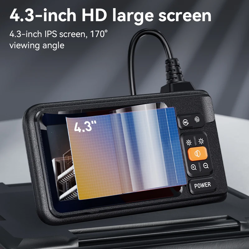 8mm 내시경 카메라(라이트 포함) 4.3인치 1080P HD 산업용 내시경 카메라 IP67 방수 자동차 검사용 내시경(배관용)