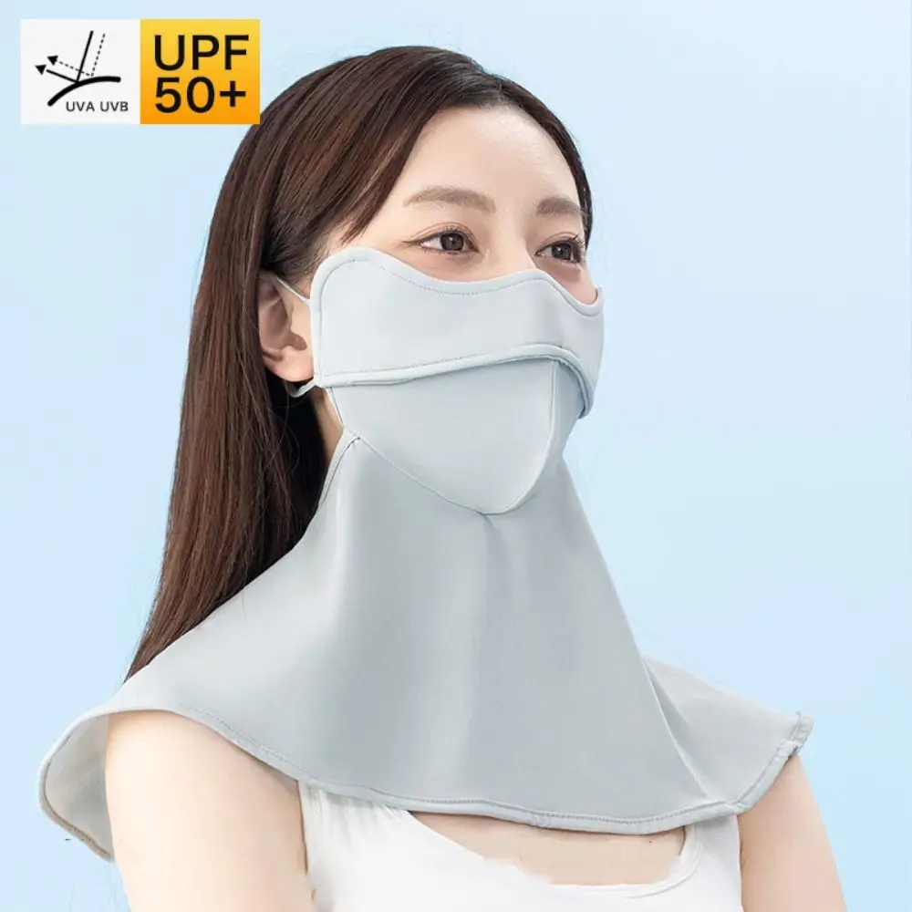 

UV Protection Ice Silk Mask Summer Face Scarves Sun Proof Bib Neck Wrap Cover Solid Color Face Shield Sunscreen Face Scarf