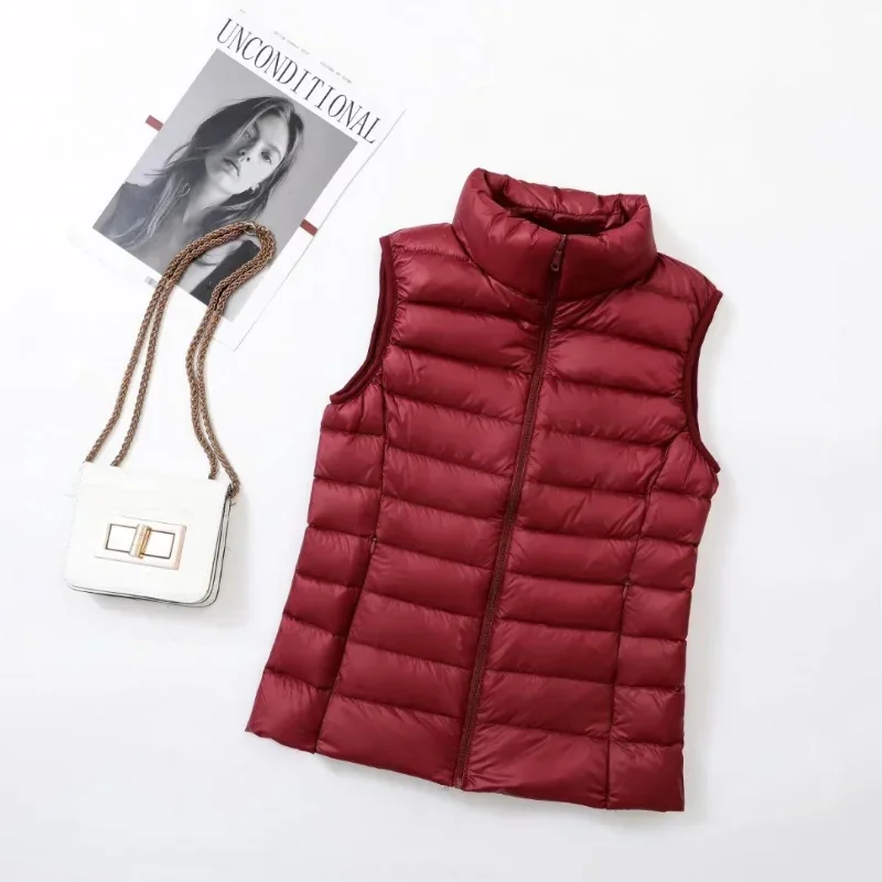 11 Colors Women Vest 2023 New Spring Female Windproof Lightweight Warm Waistcoat Sleeveless Puffer Coat White Duck Down Parka - 3