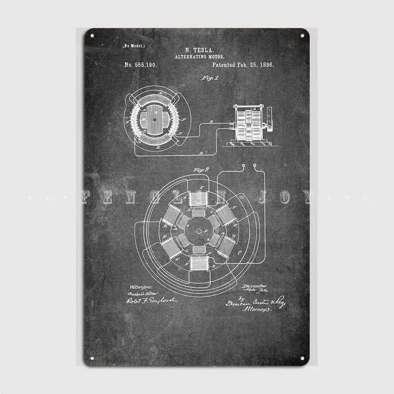 Tesla Motor Brevetto Metal Sign Cinema Garage Club Bar Personalizza La Decorazione Del Garage Targa In Metallo Poster