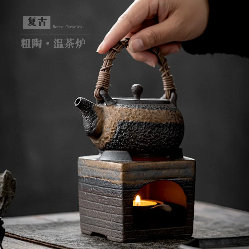 

Japanese-Style Antique Teapot Warm Tea Stove Set Candle Heating Furnace Loop-Handled Teapot Set Household Kung Fu Tea Set Teapot