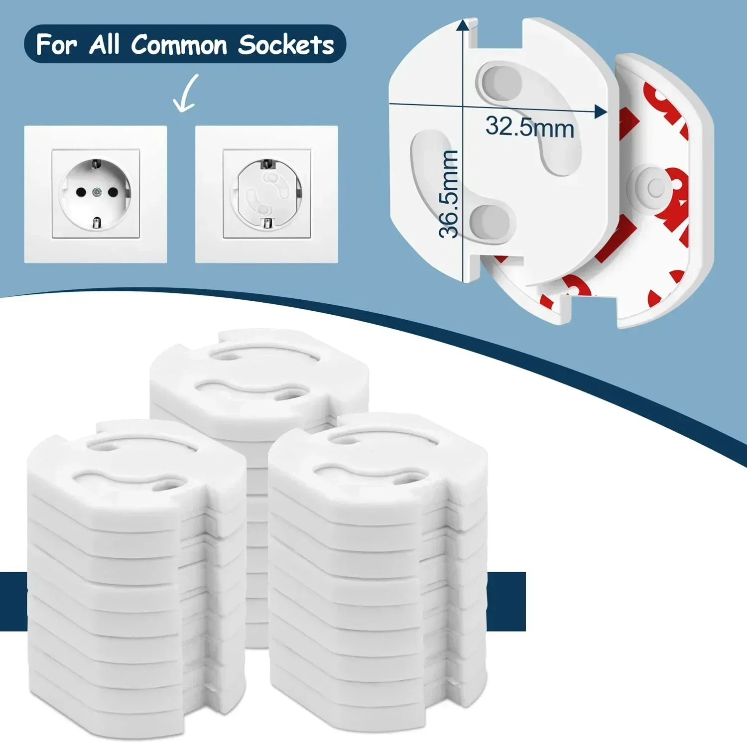 Child care, baby safety protection, 10 plastic sockets to protect electric shock holes, electronic safety lock socket cover
