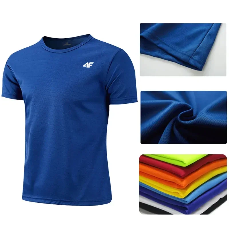 Men's Summer Exercise Trainning T-shirt High Quality Breathable Quick Dry Short Sleeved Top Marathon Gym Fitness Basketball Tees 1