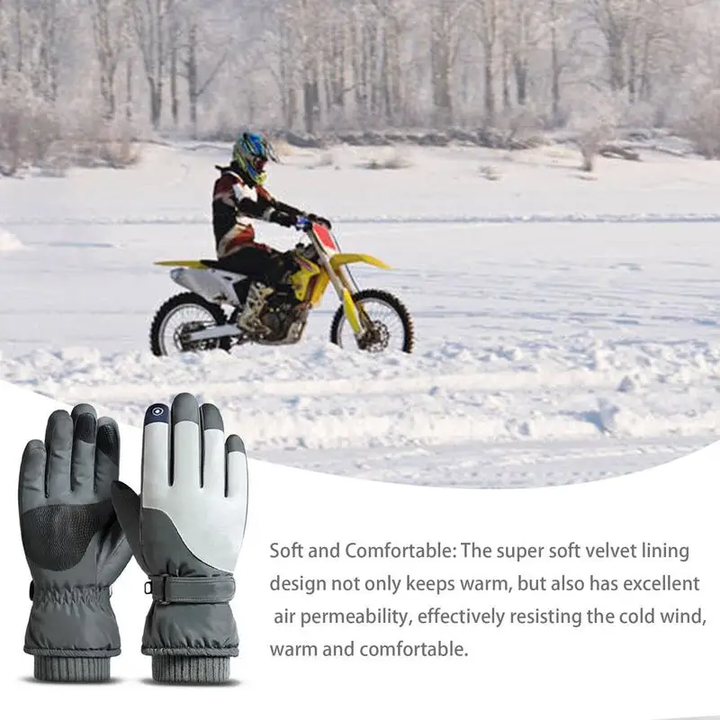 Snowboard Gloves Mittens Thermal Ski Snow Gloves Women's Waterproof Winter With Wrist Guard Ski Cold Weather