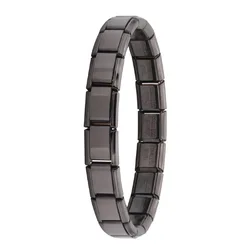 Stylish Square Stainless Steel Stretchable Bracelet - Hip Hop Inspired Jewelry Gift (Black)