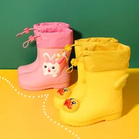 Children's Rain Boots Duckling Anti-Slip Lightweight Water Seal Mid-Calf Easy to Remove Booties for Boys Girls Babies