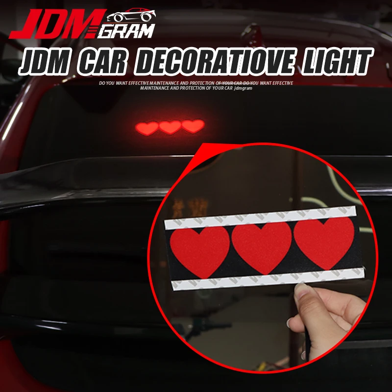 

Love Car LED Interior Decorative Light 3 Modes With Battery Rechargeable USB Charging Sticker Rear Window Lamp Strip Accessories