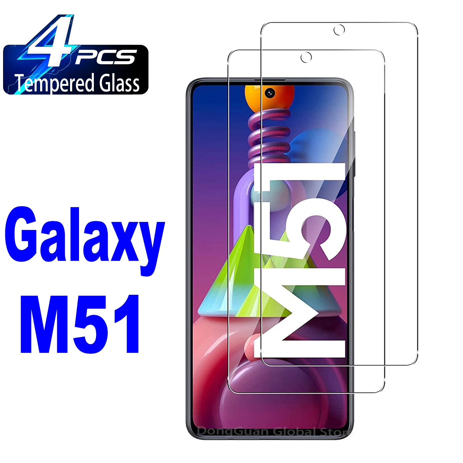

2/4Pcs Tempered Glass For Samsung Galaxy M51 Screen Protector Glass Film