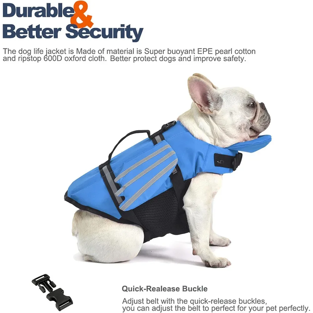 Chaleco salvavidas de alta flotabilidad para perros con flotador de cuello extraíble, traje de baño reflectante de seguridad para mascotas