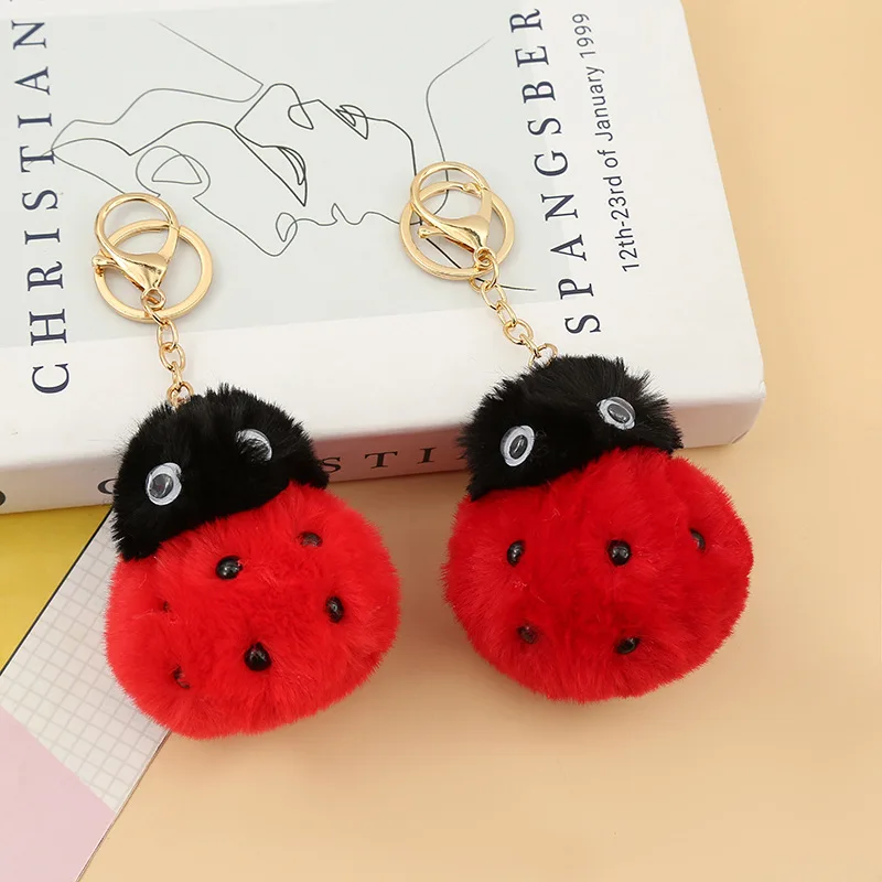 ladybug keychain Animal Plushie Keychain Cute Beetle Seven Star