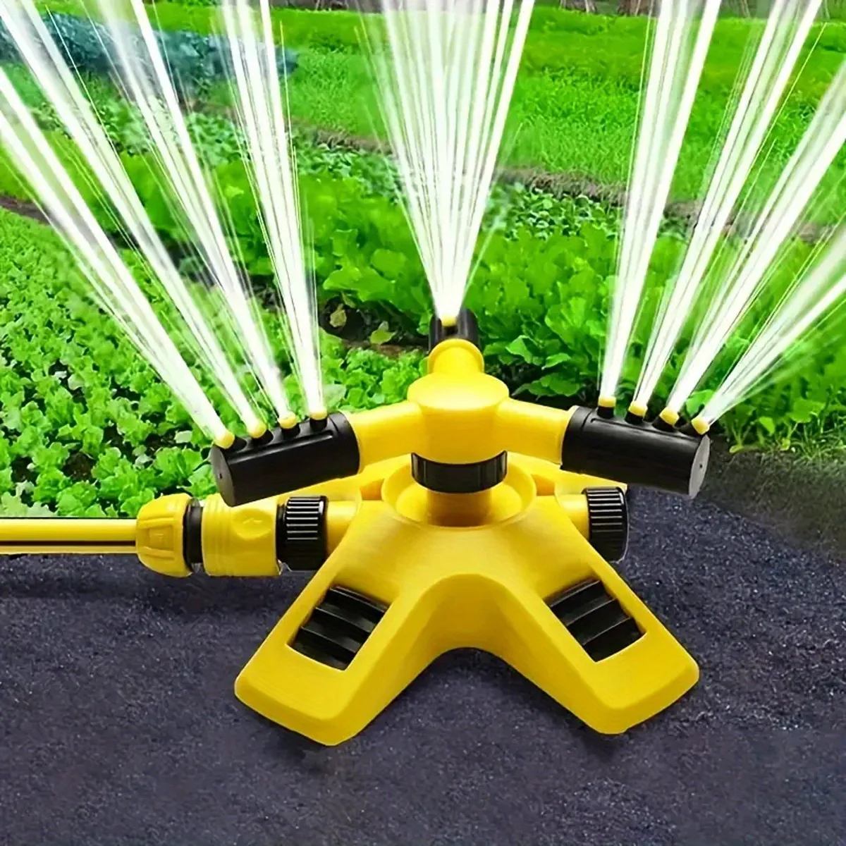 

360° Rotating Lawn Automatic Sprinkler 3 Adjustable Rotating Arms Combinable Multi-Angle Large Area Coverage for Garden Lawn