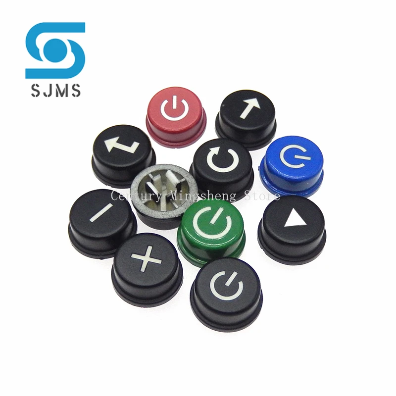 10pcs A24 Tactile Push Button Switch Cap Adapted for B3F-4055 12*12*7.3mm Tact Micro Tact Switches With Power Arrow Icon