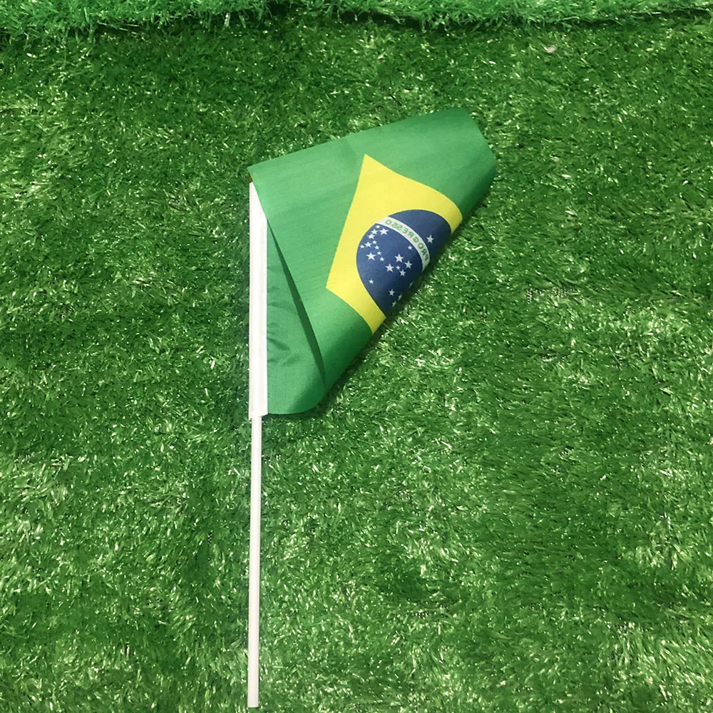 14x21cm Brazil's national flag hand waving flags with Plastic poles Brazil hand… - Image 6