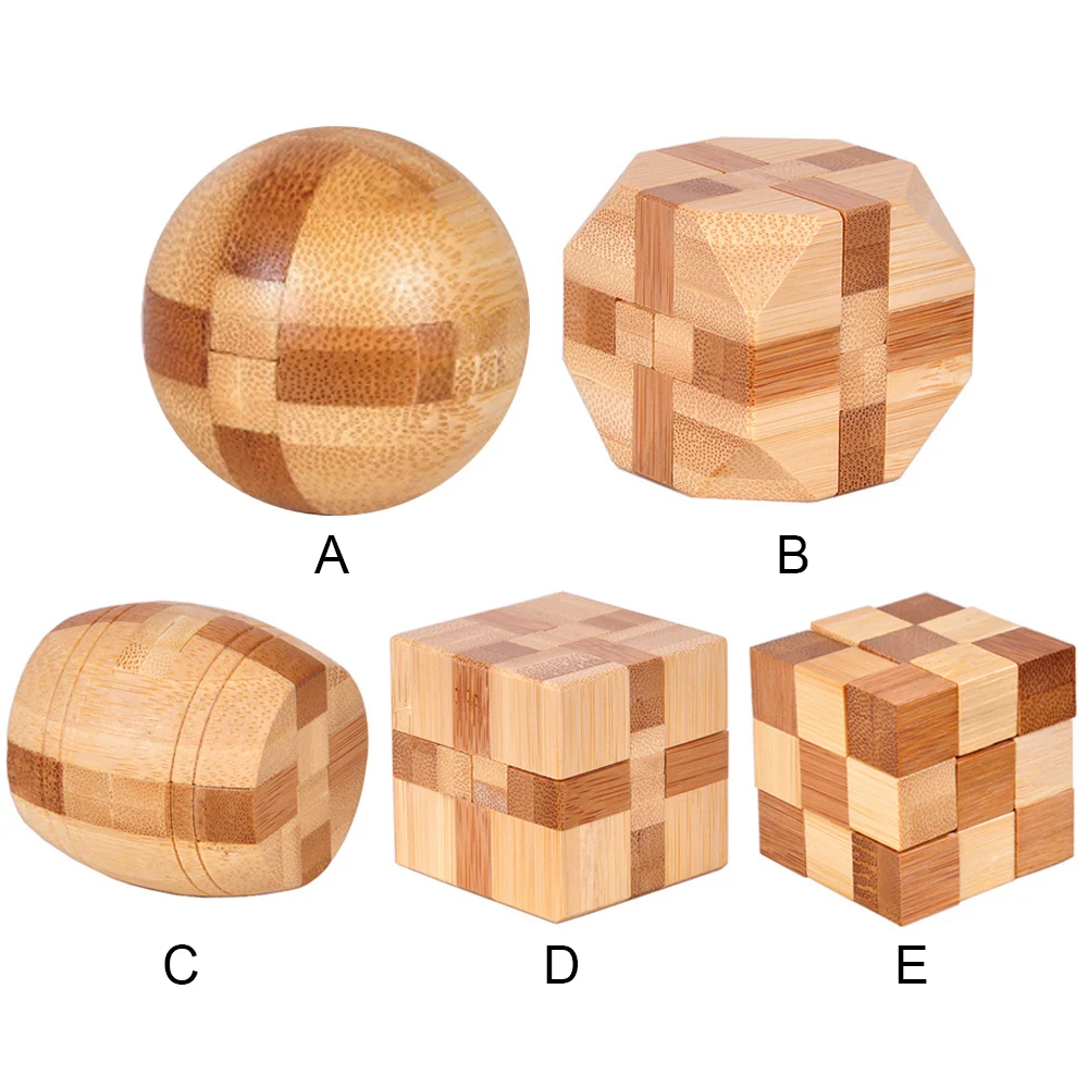 Adults IQ Brain Teaser Cube Kong Ming Lock Wooden Puzzle Educational Game Toy 
