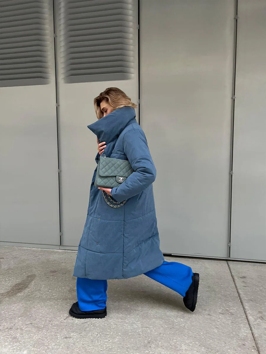 Winter Female Parkas Outwear Loose Lace-Up High Waist Long Sleeve Pocket Lapel Bandage Coat For Women Solid Parkas