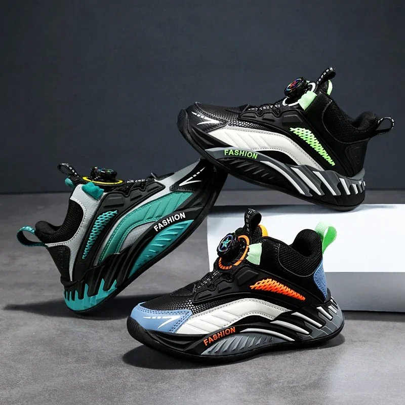 New Style Children Basketball Shoes Autumn Leather Boys Basket Casual Boots Anti-slippery Sole Kids Fashion Running Sneakers