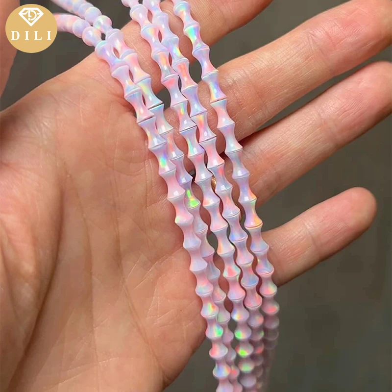 4x6mm Blue Color White Color Bone Shape Nebula Opal Bead in Strand, Bamboo Shape Synthetic Aurora Opal