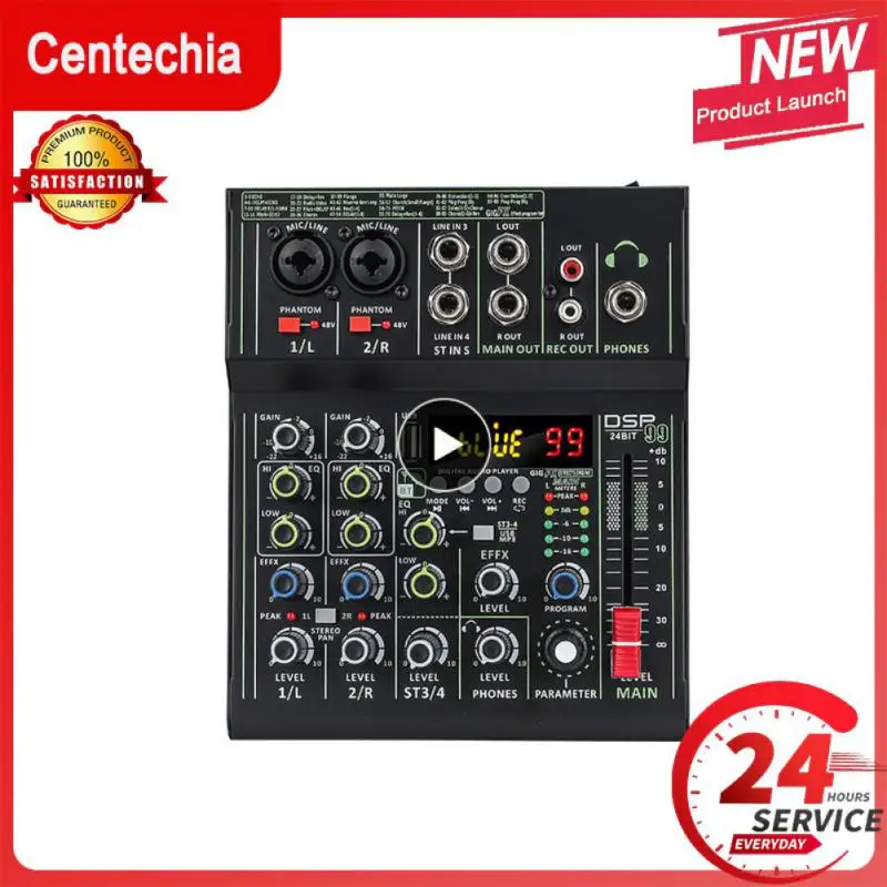 Manchez 미니 4 채널 사운드 카드 믹서, USB 콘솔, DJ 노래방, 스마트폰 전문 컴퓨터 녹음, 48V