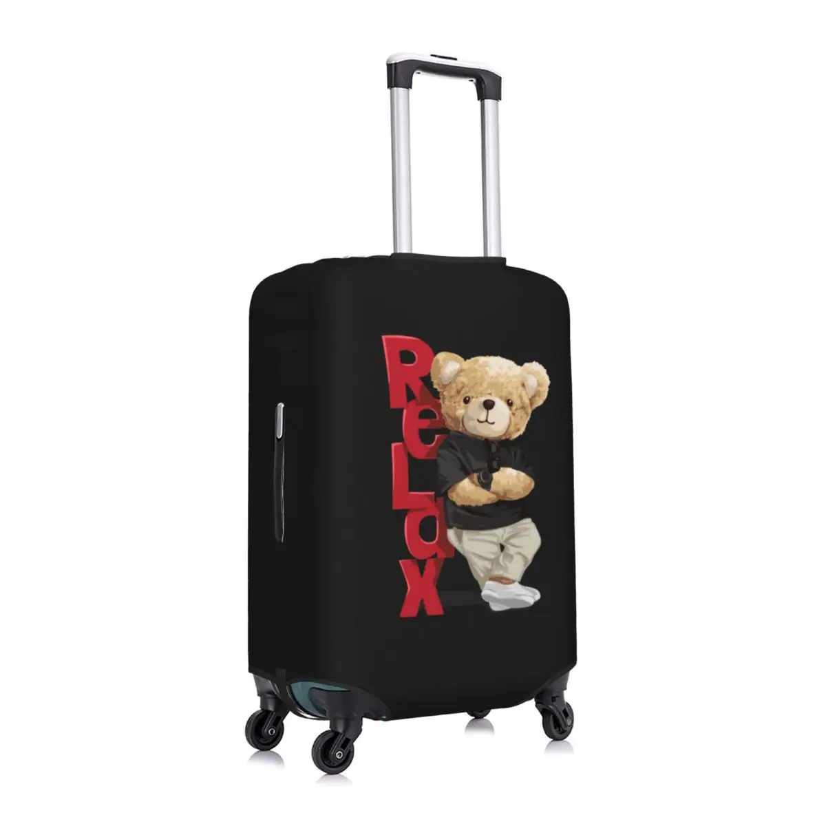 Bear Doll Pattern Suitcase Cover Relax Cute Animal Cartoon Vacation Cruise Trip Strectch Luggage Supplies Protection