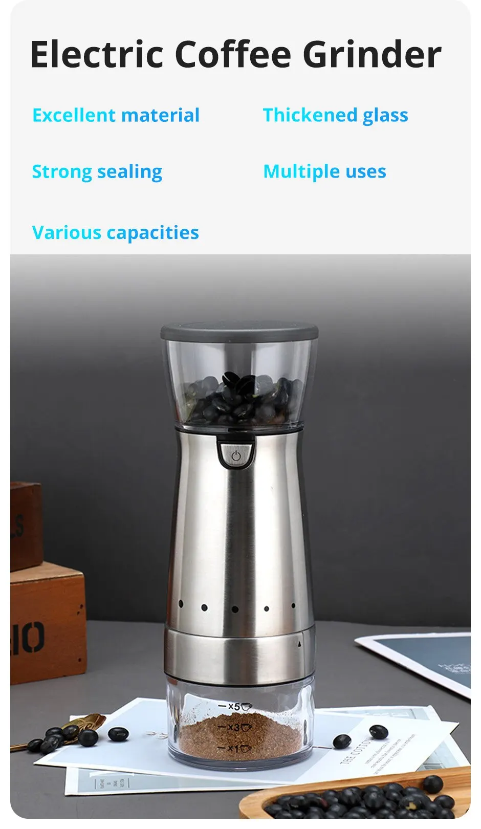 Description Picture 3 of itemNew Upgrade Portable Electric Coffee Grinder TYPE-C USB Charge Profession Ceramics Grinding Core Coffee Beans Grinder