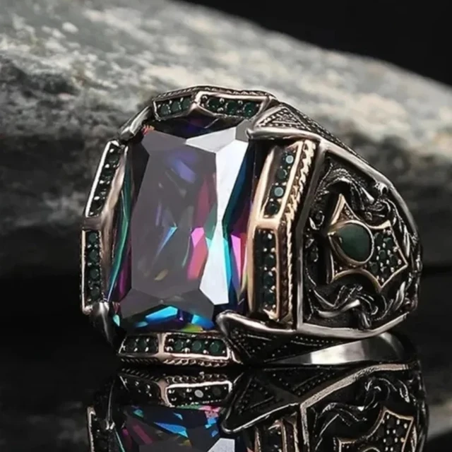 Anillo de sello turco hecho a mano Vintage para hombres y mujeres
