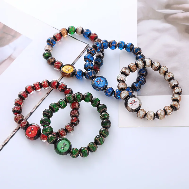 

New Fragrant Grey Glazed Beads for Bracelet Retro Ethnic Style Couple Style Men's and Women's Chinese National Style Bracelet