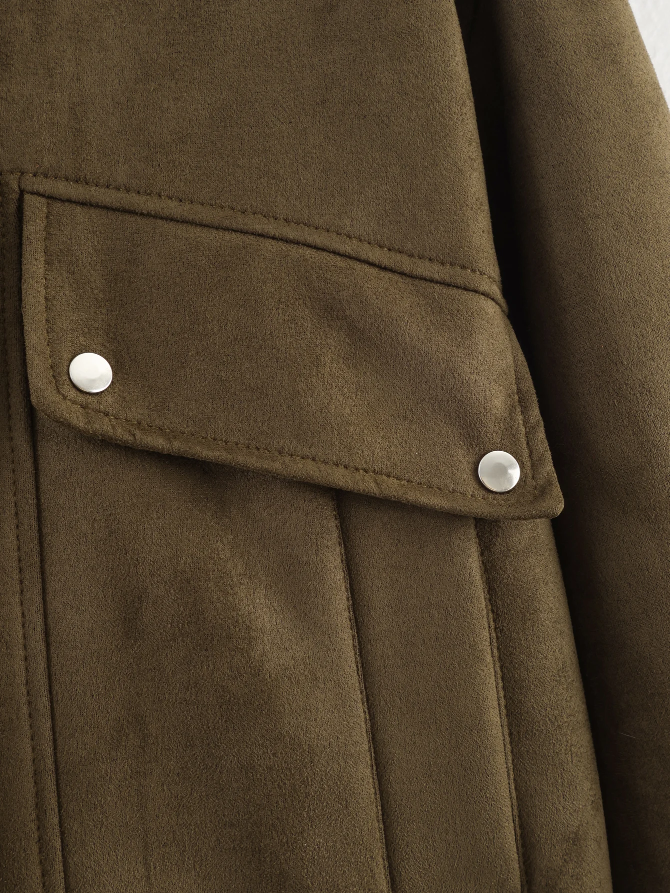 Women Vintage Suede Jacket Loose Zippers Pockets Outerwears Long Sleeve Green Coats Lady 2025 Autumn Winter Jacket Streetwear