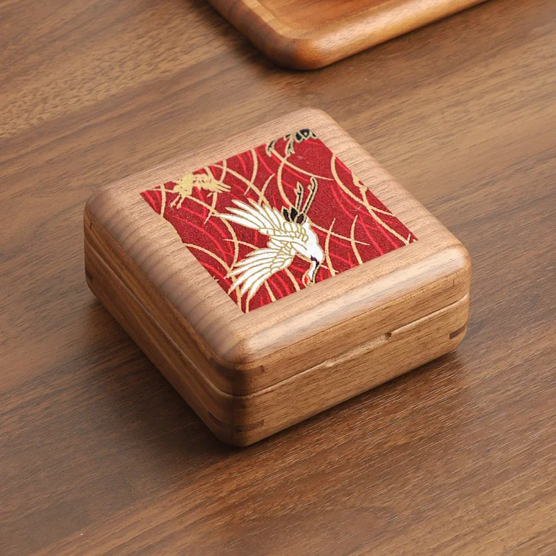 

Коробка для хранения ювелирных изделий AOLIVIYA из массива дерева черного ореха с вышивкой ожерелье кольцо бандаж кружевной браслет маленькая Подарочная коробка ювелирные изделия