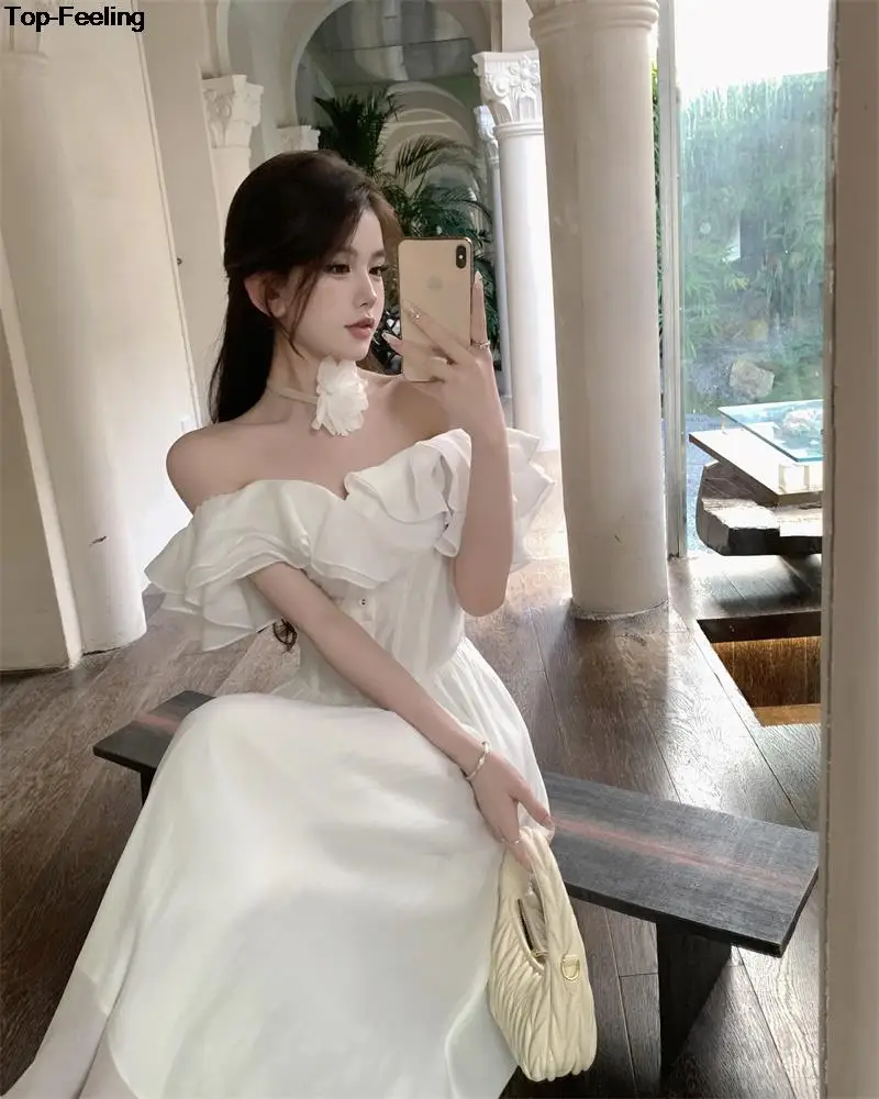 Summer New Floral Midi Dresses for Women Elegant Casual Birthday Party Dress Vintage Chic A-Line Prom Robe Wedding Vestido Mujer