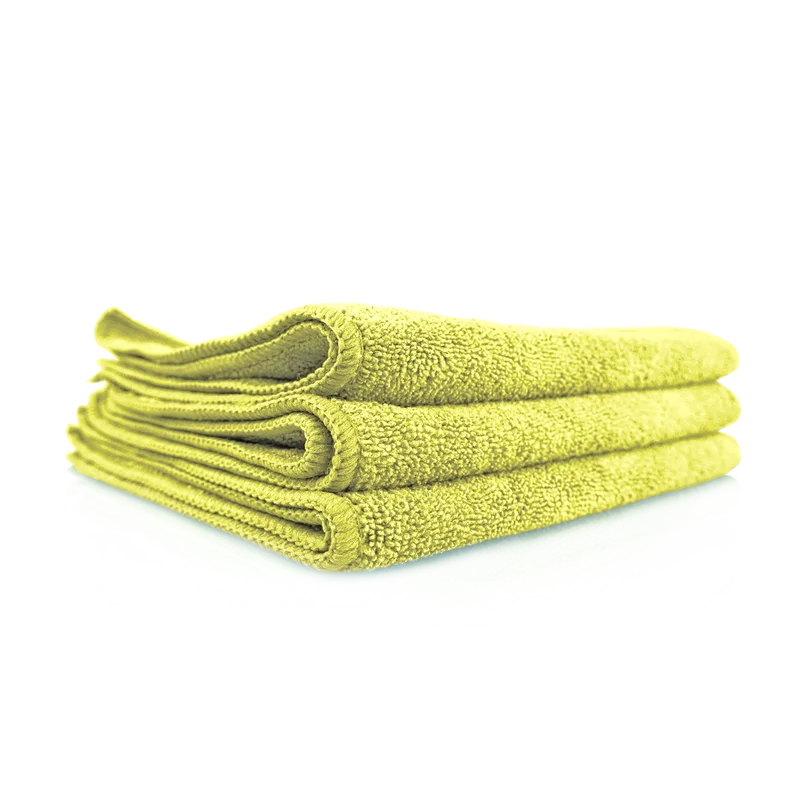 Yellow Color 380gsm 16x16 Stitch Edge or Ultrasonic Cutting Edge Microfiber Cleaning Cloth For Household Kitchen Use