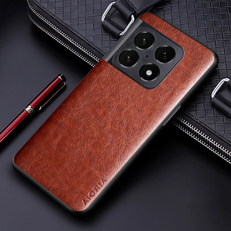 Premium PU Leather Business Phone Case - Solid Color Design