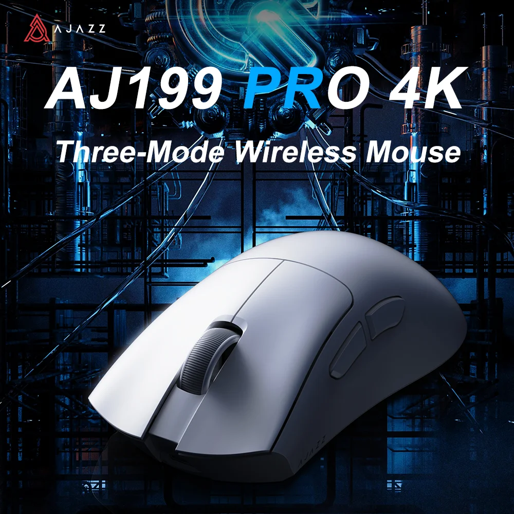 

NEW AJAZZ AJ199 PRO 4K Bluetooth 2.4GHz Wireless Gaming Mouse with USB Wired 26000DPI Microchip nRF52840 For Computer PC Laptop
