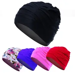 1Pc Women Swimming Cap Girl Long Hair Bathing Swimming Cap Stretch Drape Swim Pool Seaside Water Sport Elastic Nylon Turban Cap