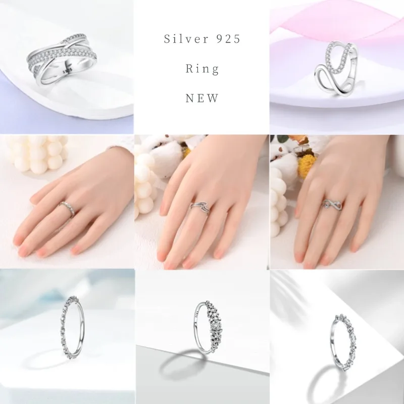 Sparkling Zircon Ring Original 925 Silver Wedding Simple Ring For Women Sterling Stackable Rings Popular Anniversary Jewelry 6