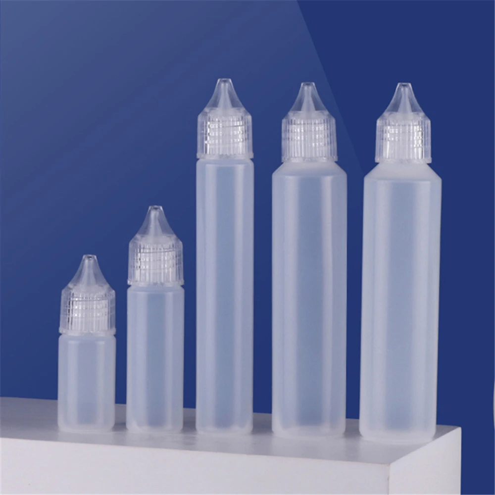 1PC 10ml/15ml/30ml/50ml Needle Tip Squeezable Bottle Refillable Liquid Plastic Bottle Container Wide Mouth Empty Pen Style