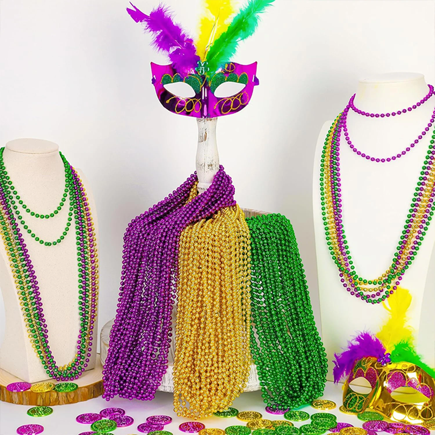 24 Cuentas De Mardi Gras, Collares De Cuentas De