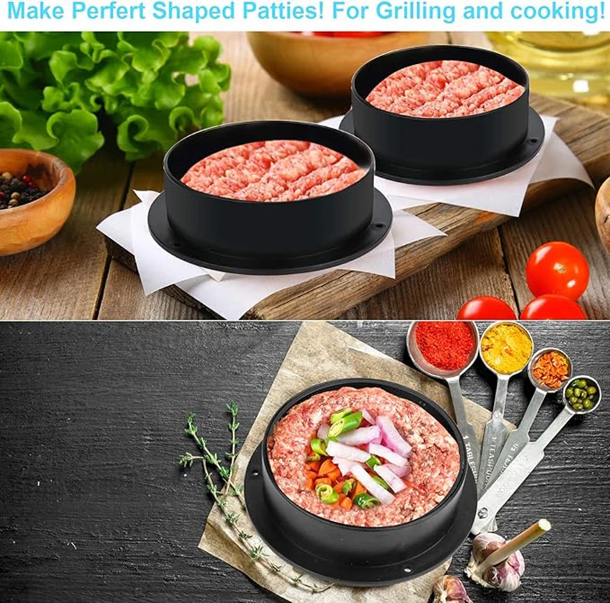 3 in 1 Burger Press Hamburger Round Shape Non-Stick Stuffed Burger Patties Kitchen Barbecue Accessories Tool Cookery Mold