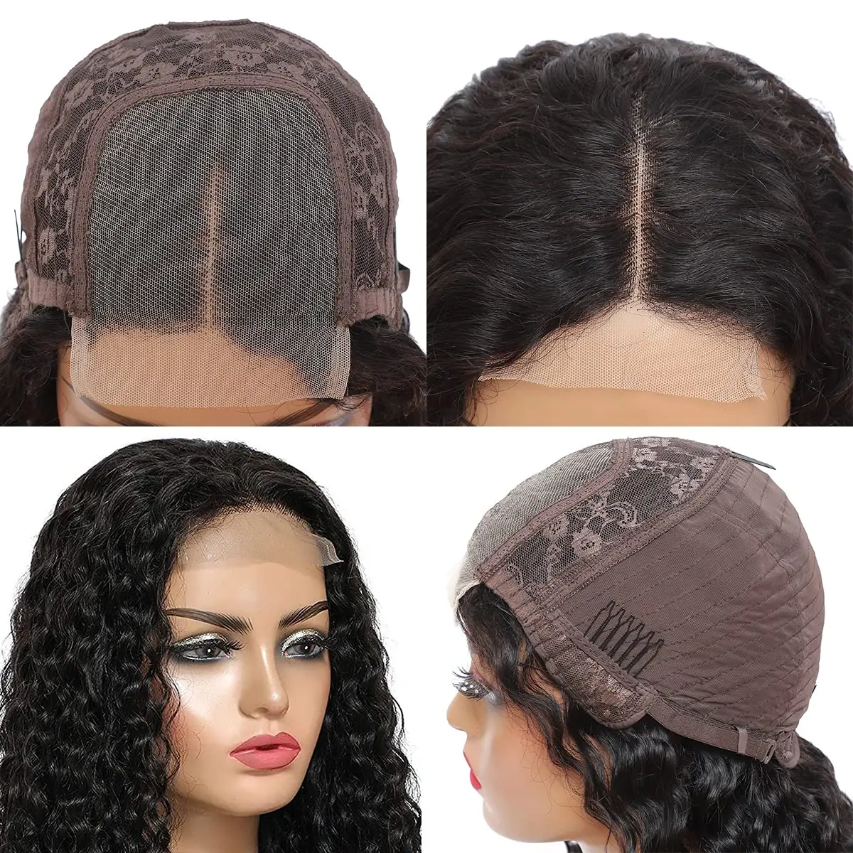 Profunda do Cabelo Humano da Malásia das Perucas Dianteira do Fechamento do Laço da Peruca Densidade de 200 com Cabelo do Bebê 4x4 da Parte hd da Onda para as Mulheres Peruca 6 Computers & Electronics
